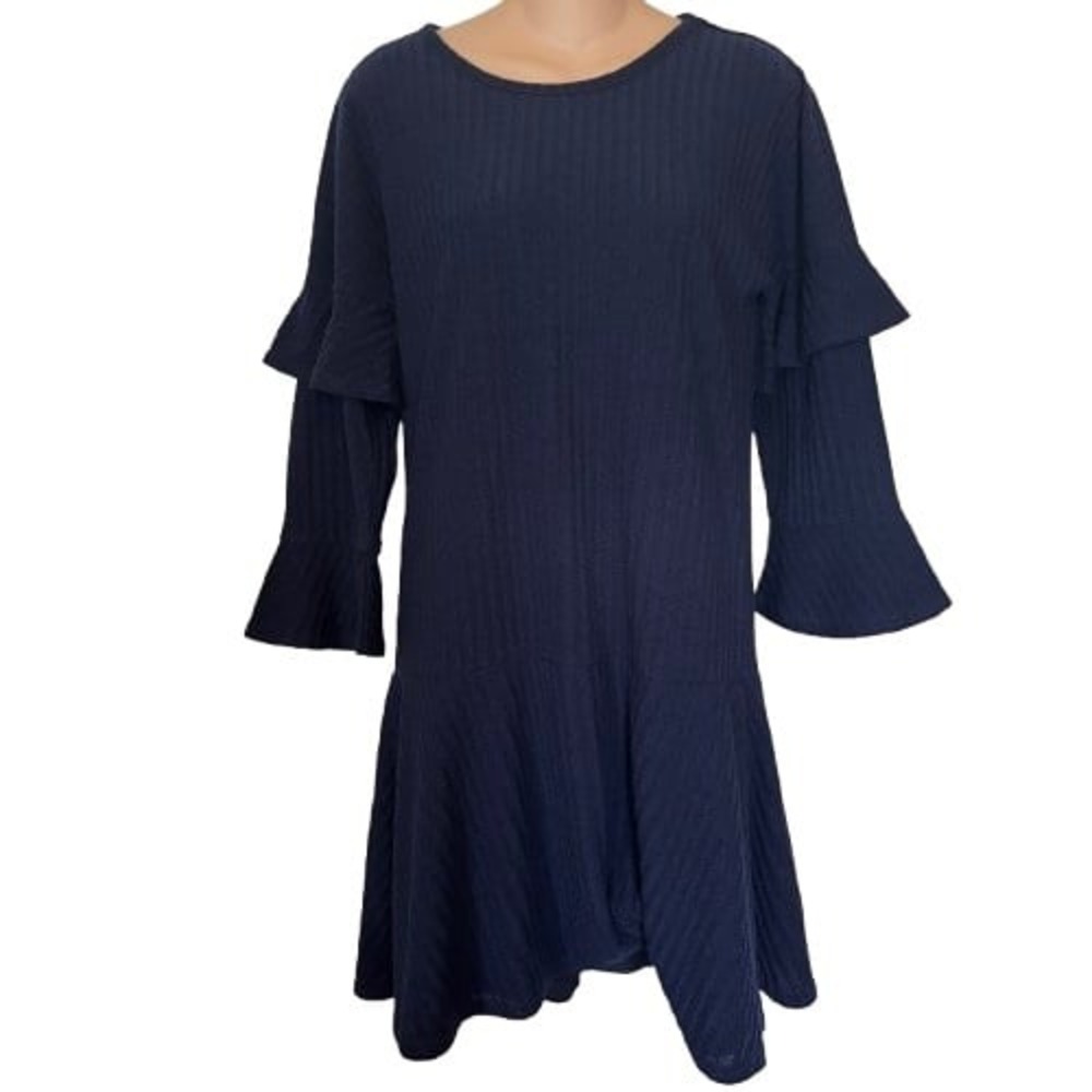 ECLAIR Women's Dress Ladies Large NWT Textured Flare Lined Navy